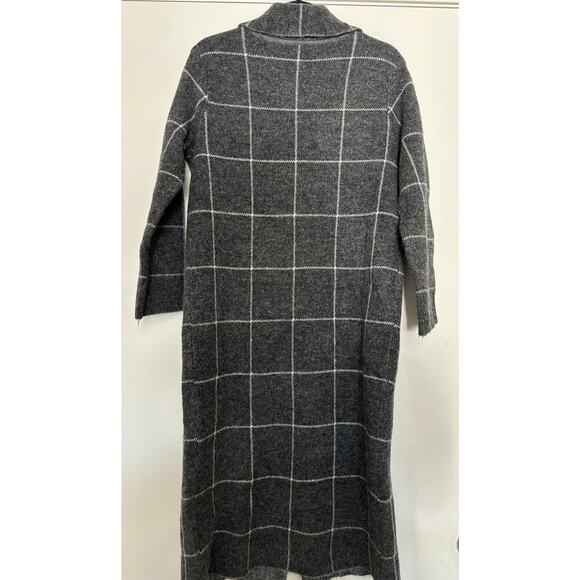 Anthropologie Solenne Coatigan Windowpane Gray/White Size XS Longline Cardigan - Picture 5 of 5